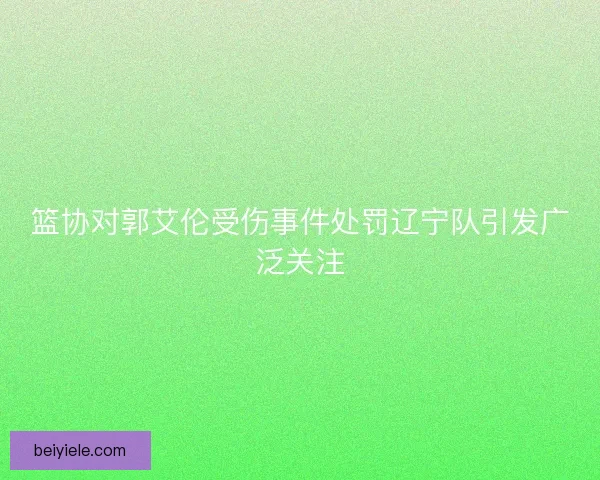 篮协对郭艾伦受伤事件处罚辽宁队引发广泛关注 篮协对郭艾伦受伤事件处罚辽宁队引发广泛关注