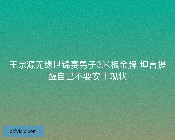 王宗源无缘世锦赛男子3米板金牌 坦言提醒自己不要安于现状 王宗源无缘世锦赛男子3米板金牌 坦言提醒自己不要安于现状